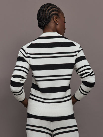 Carbon38 Johnny Collar Striped Sweater - Black/Cream