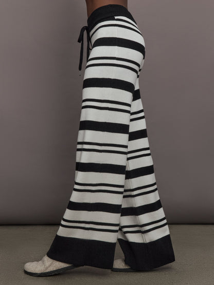 Carbon38 Striped Sweater Pant - Black/Cream