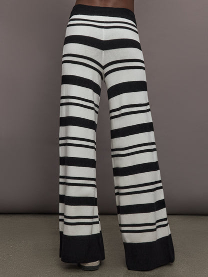 Carbon38 Striped Sweater Pant - Black/Cream