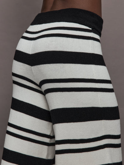 Carbon38 Striped Sweater Pant - Black/Cream