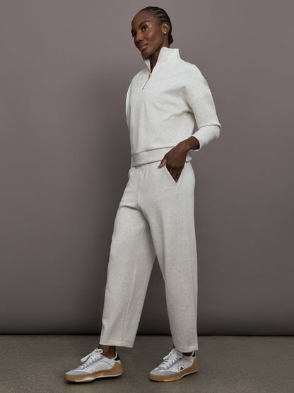 Carbon38 Barrel Leg Pant in Interlock - Moonbeam