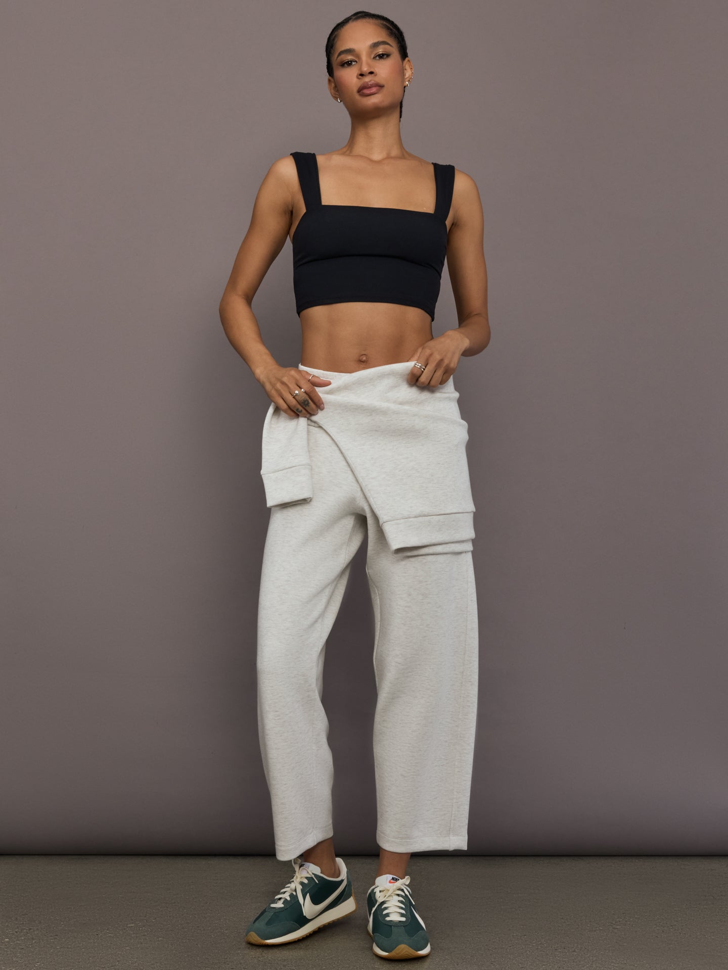 Carbon38 Barrel Leg Pant in Interlock - Moonbeam