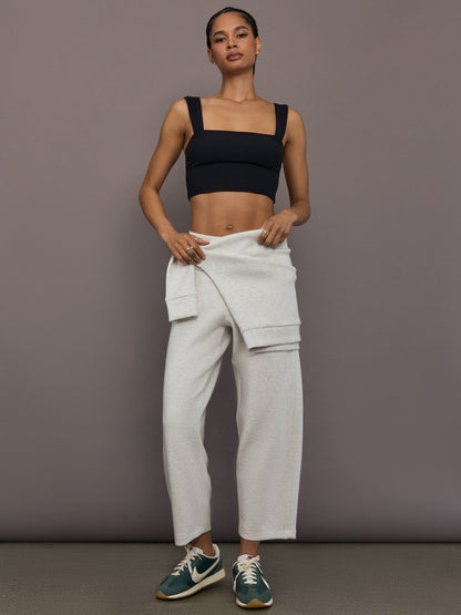 Carbon38 Barrel Leg Pant in Interlock - Moonbeam