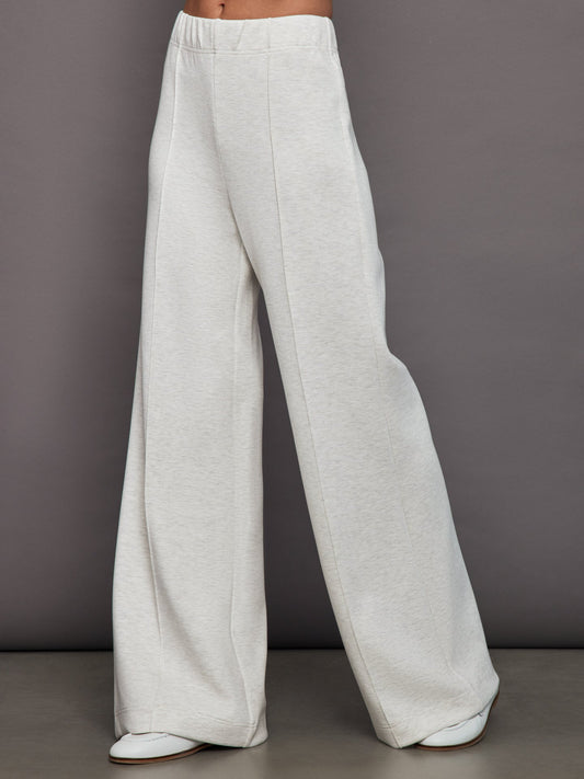Carbon38 Pintuck Knit Pant in Interlock - Moonbeam Heather