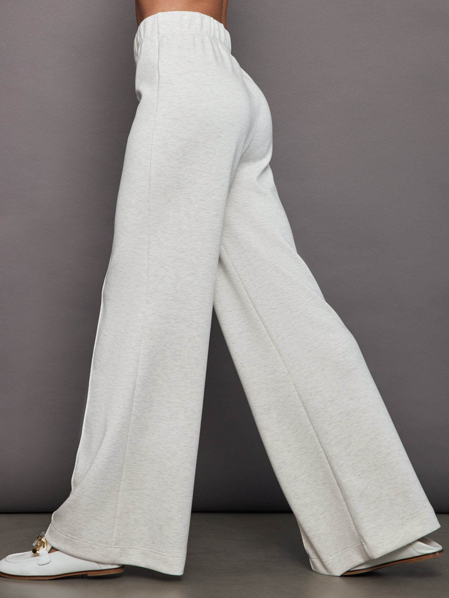 Carbon38 Pintuck Knit Pant in Interlock - Moonbeam Heather