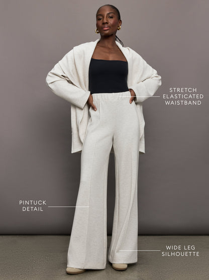 Carbon38 Pintuck Knit Pant in Interlock - Moonbeam Heather