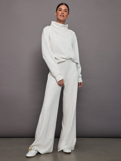 Carbon38 Pintuck Knit Pant in Interlock - Moonbeam Heather