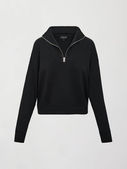 Carbon38 Half Zip Pullover in Interlock - Black