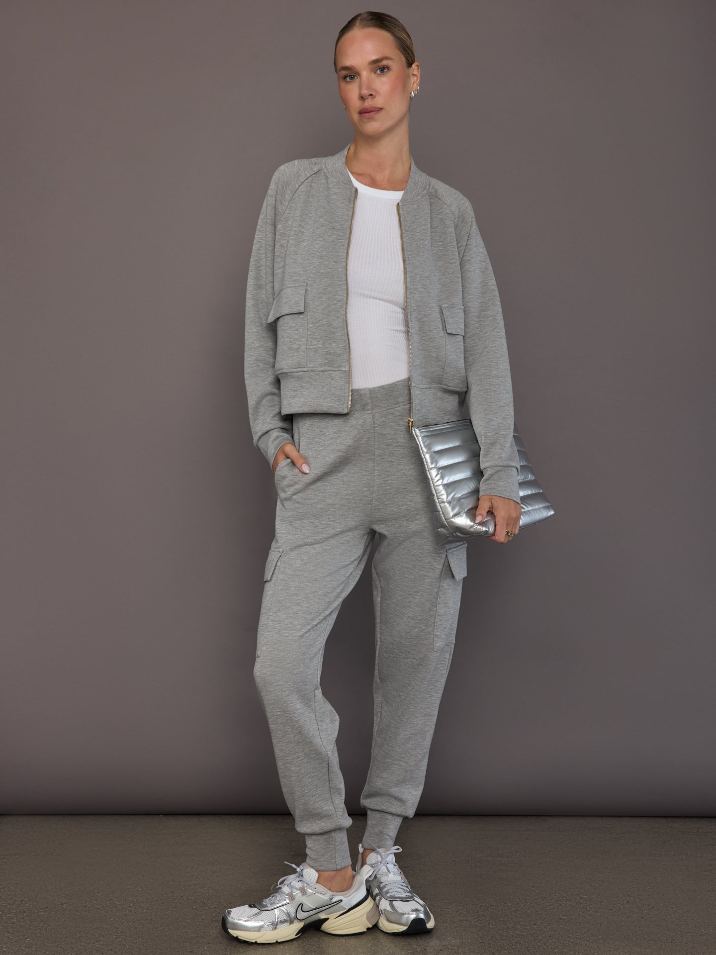 Carbon38 Cargo Jogger in Modal Luxe - Heather Grey