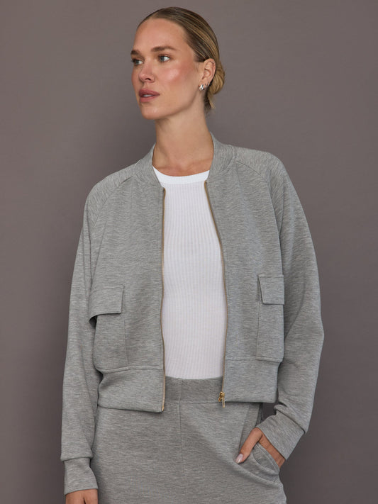 Carbon38 Knit Bomber Jacket in Modal Luxe - Heather Grey