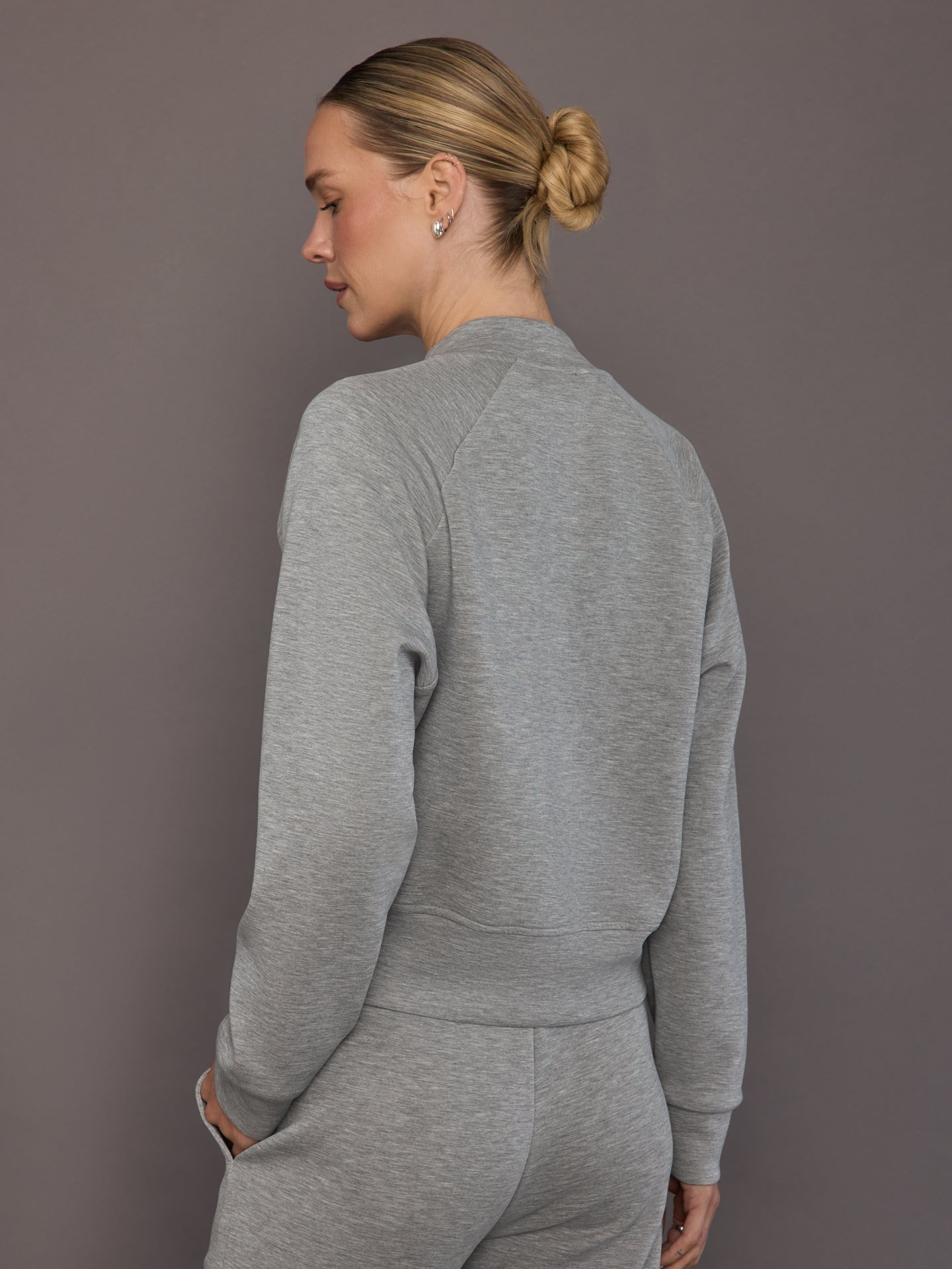 Carbon38 Knit Bomber Jacket in Modal Luxe - Heather Grey