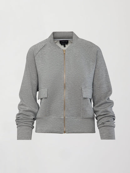 Carbon38 Knit Bomber Jacket in Modal Luxe - Heather Grey