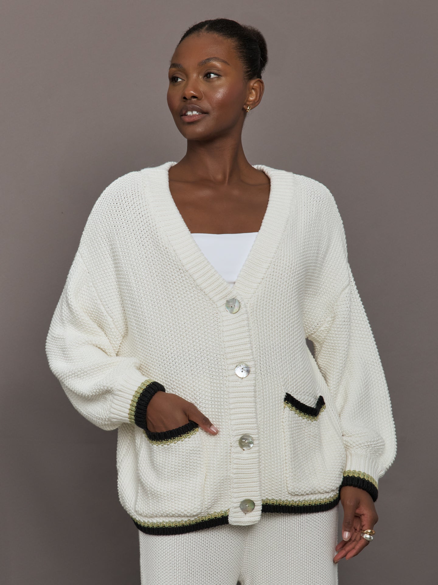 Carbon38 The Charli Knit Cardigan - Sea Salt