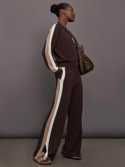 Carbon38 Bomber with Contrast Stripe in Scuba - Chocolate Torte