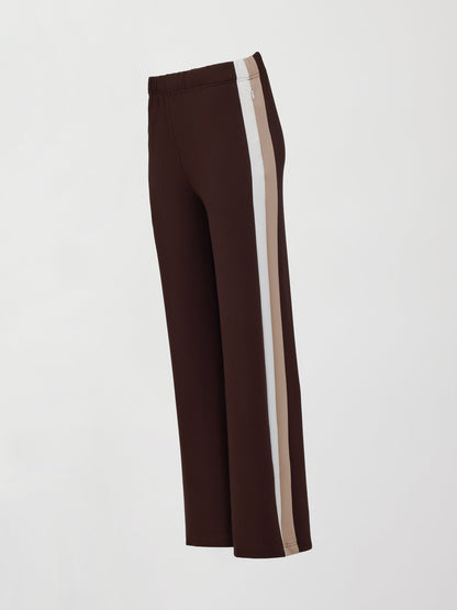 Carbon38 Wide Leg Track Pant in Scuba - Chocolate Torte
