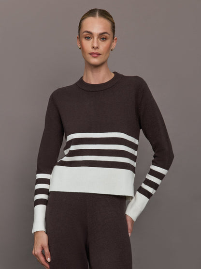 Carbon38 Striped Sweater - Chocolate Torte / Off White