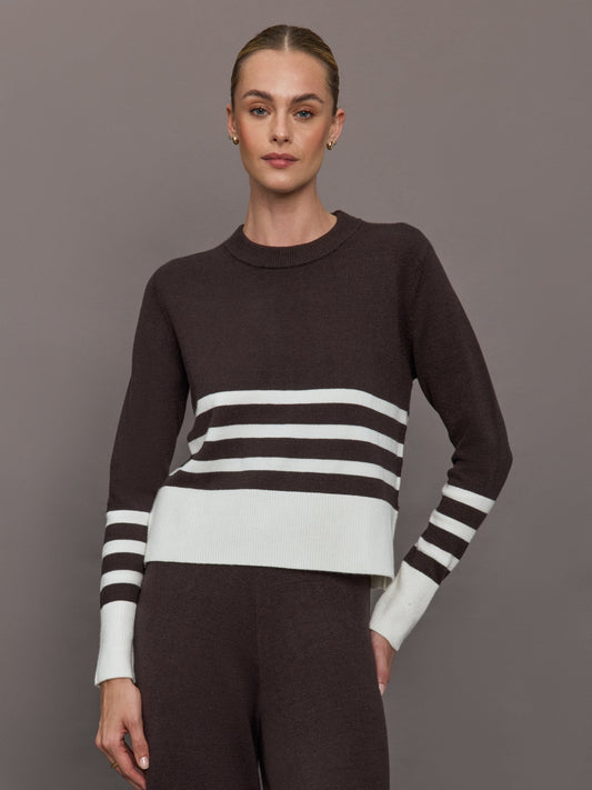 Carbon38 Striped Sweater - Chocolate Torte / Off White