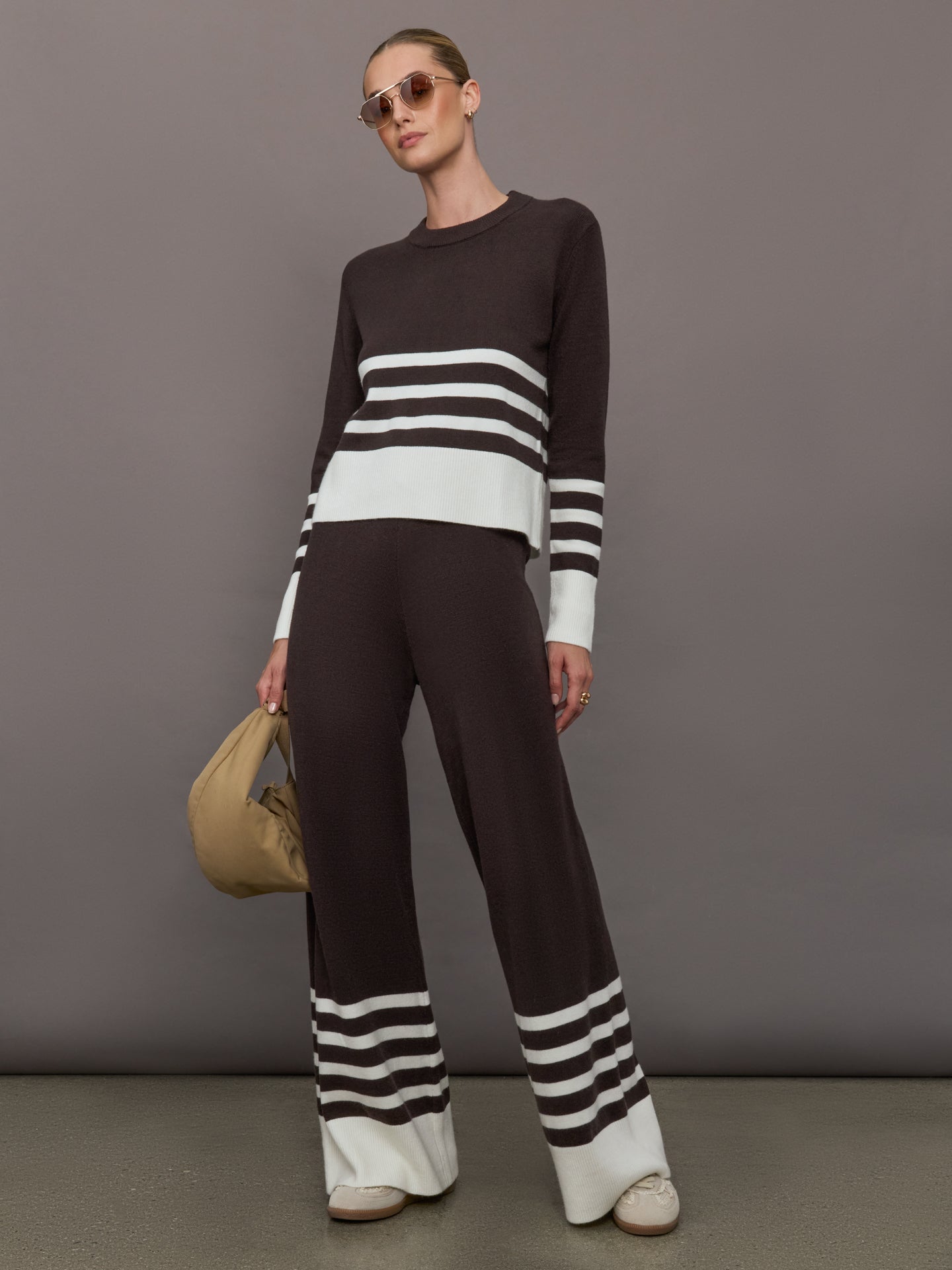Carbon38 Striped Sweater - Chocolate Torte / Off White