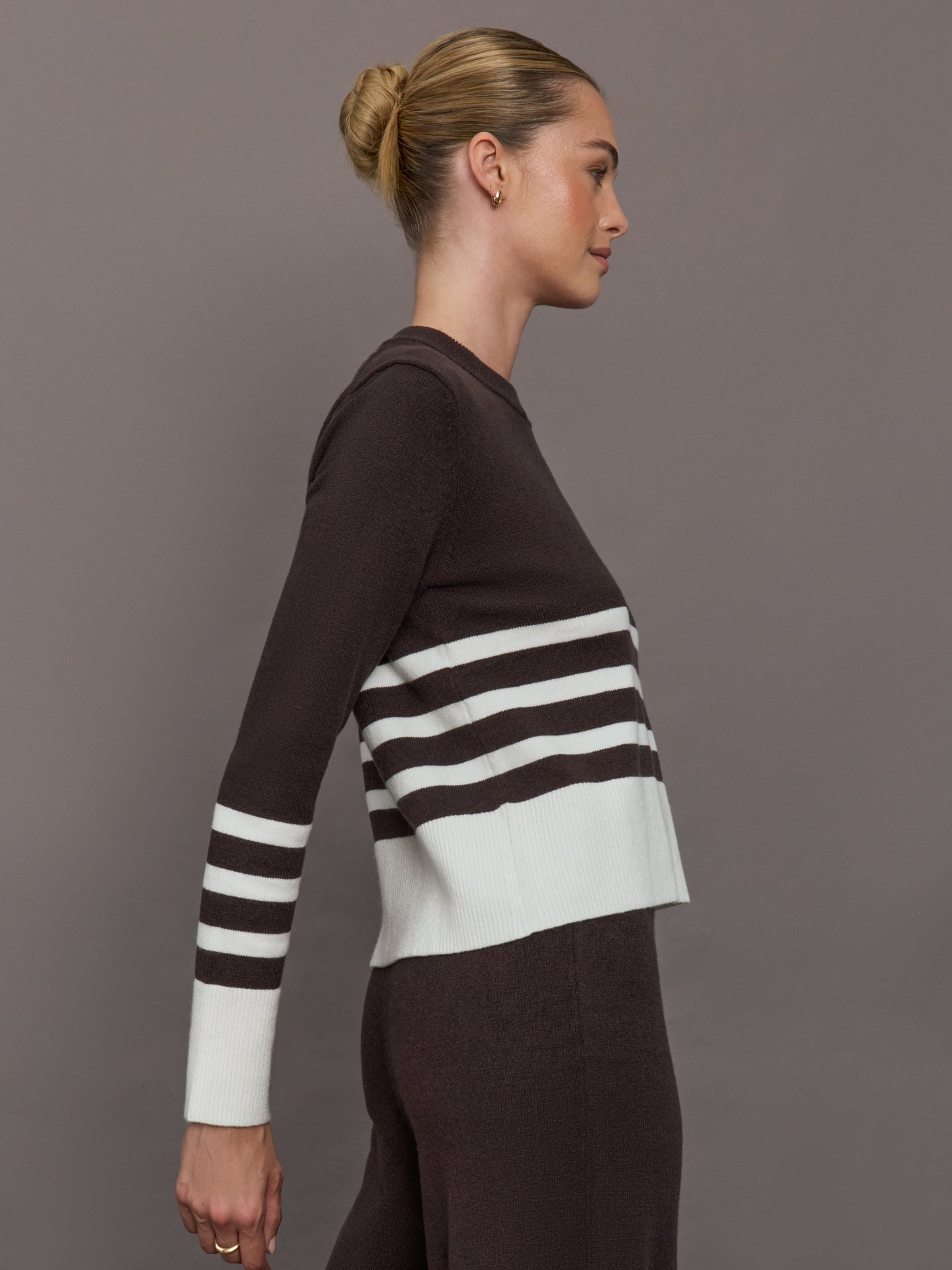 Carbon38 Striped Sweater - Chocolate Torte / Off White