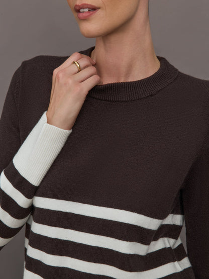 Carbon38 Striped Sweater - Chocolate Torte / Off White