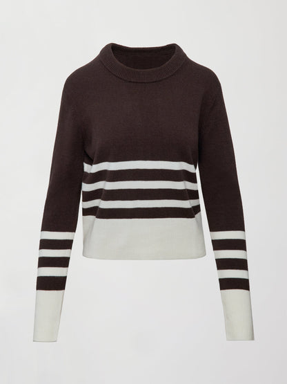 Carbon38 Striped Sweater - Chocolate Torte / Off White