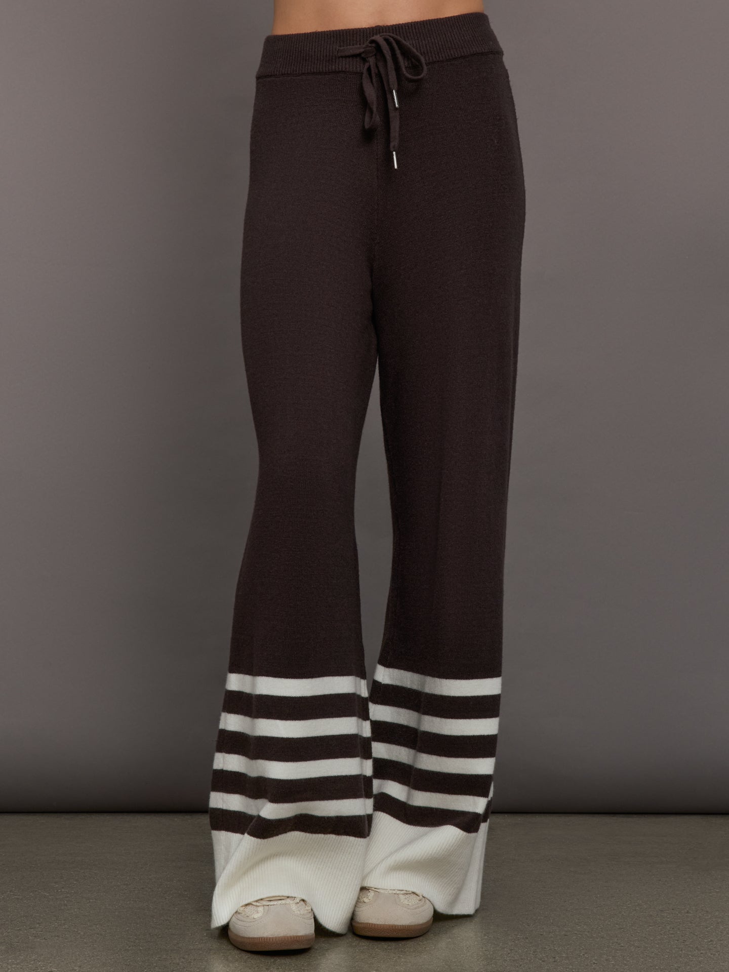 Carbon38 Striped Sweater Pant - Chocolate Torte / Off White