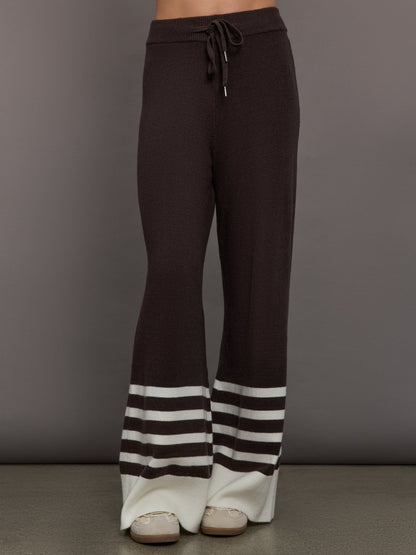 Carbon38 Striped Sweater Pant - Chocolate Torte / Off White