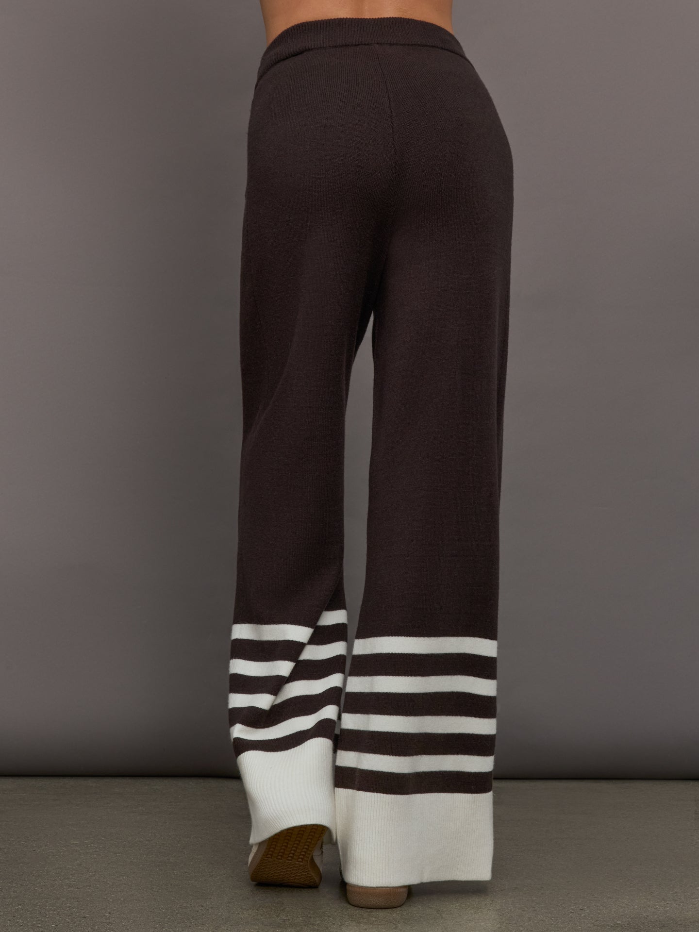 Carbon38 Striped Sweater Pant - Chocolate Torte / Off White