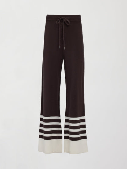 Carbon38 Striped Sweater Pant - Chocolate Torte / Off White