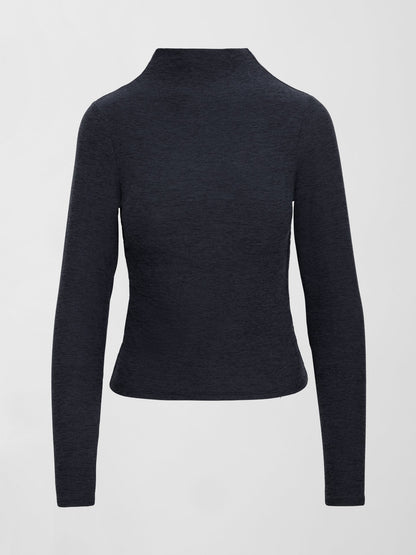 Carbon38 Mock Neck Long Sleeve in Soft Luxe - Heather Black