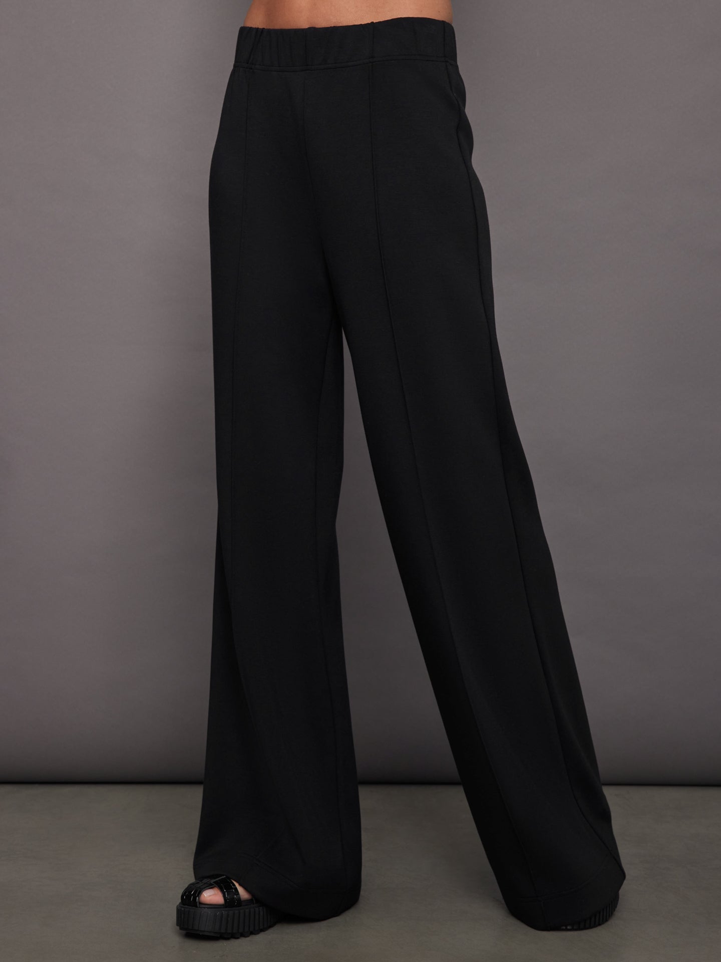 Carbon38 Pintuck Knit Pant in Interlock - Black