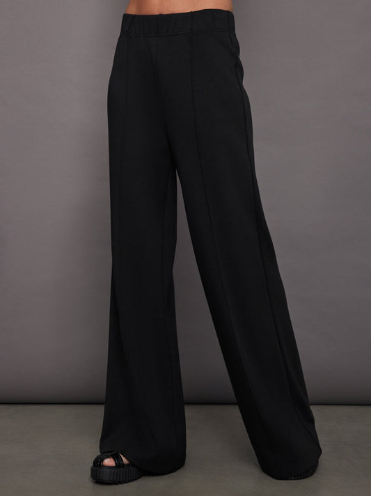 Carbon38 Pintuck Knit Pant in Interlock - Black