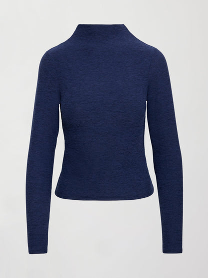 Carbon38 Mock Neck Long Sleeve in Soft Luxe - Heather Navy Blazer