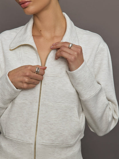 Carbon38 Full Zip Jacket in Interlock - Moonbeam Heather