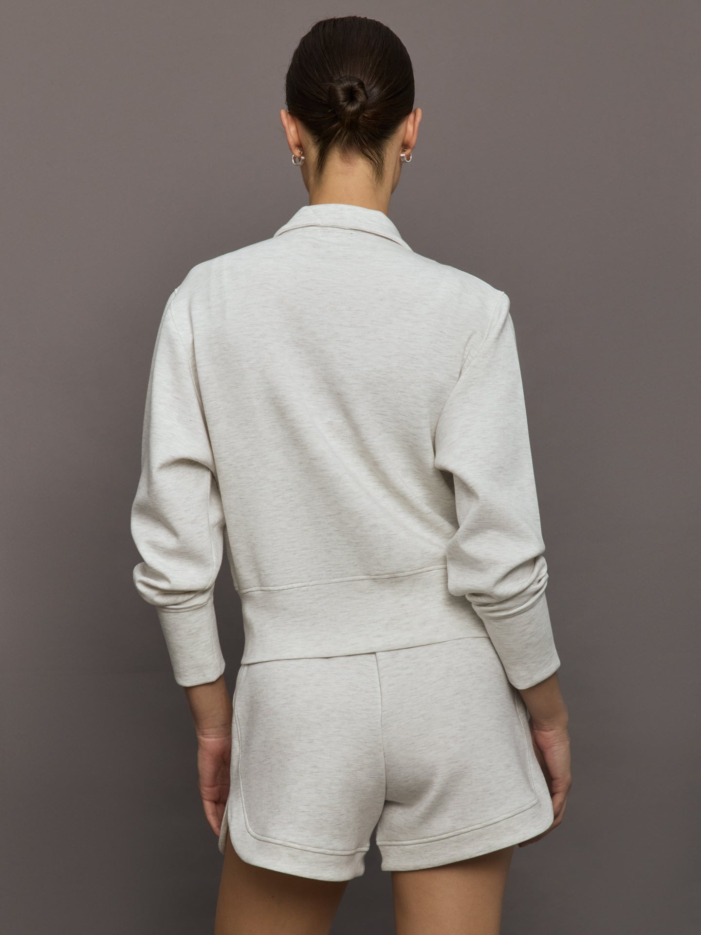 Carbon38 Full Zip Jacket in Interlock - Moonbeam Heather