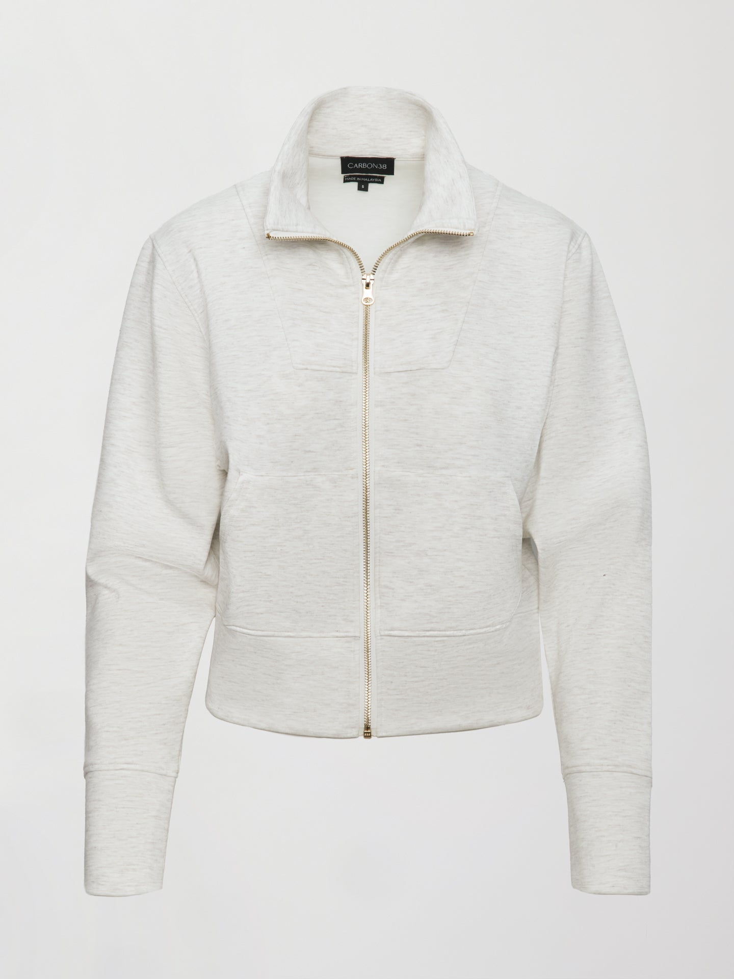 Carbon38 Full Zip Jacket in Interlock - Moonbeam Heather