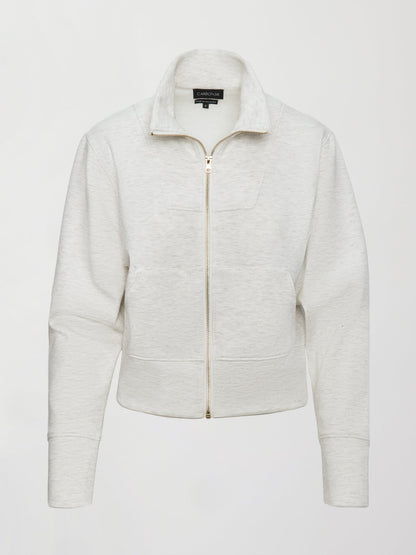 Carbon38 Full Zip Jacket in Interlock - Moonbeam Heather