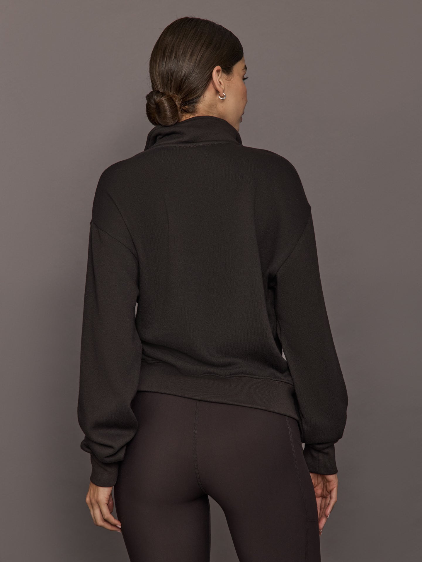 Carbon38 Half Zip Sweatshirt in French Terry - Chocolate Torte