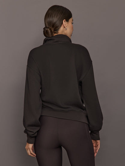 Carbon38 Half Zip Sweatshirt in French Terry - Chocolate Torte