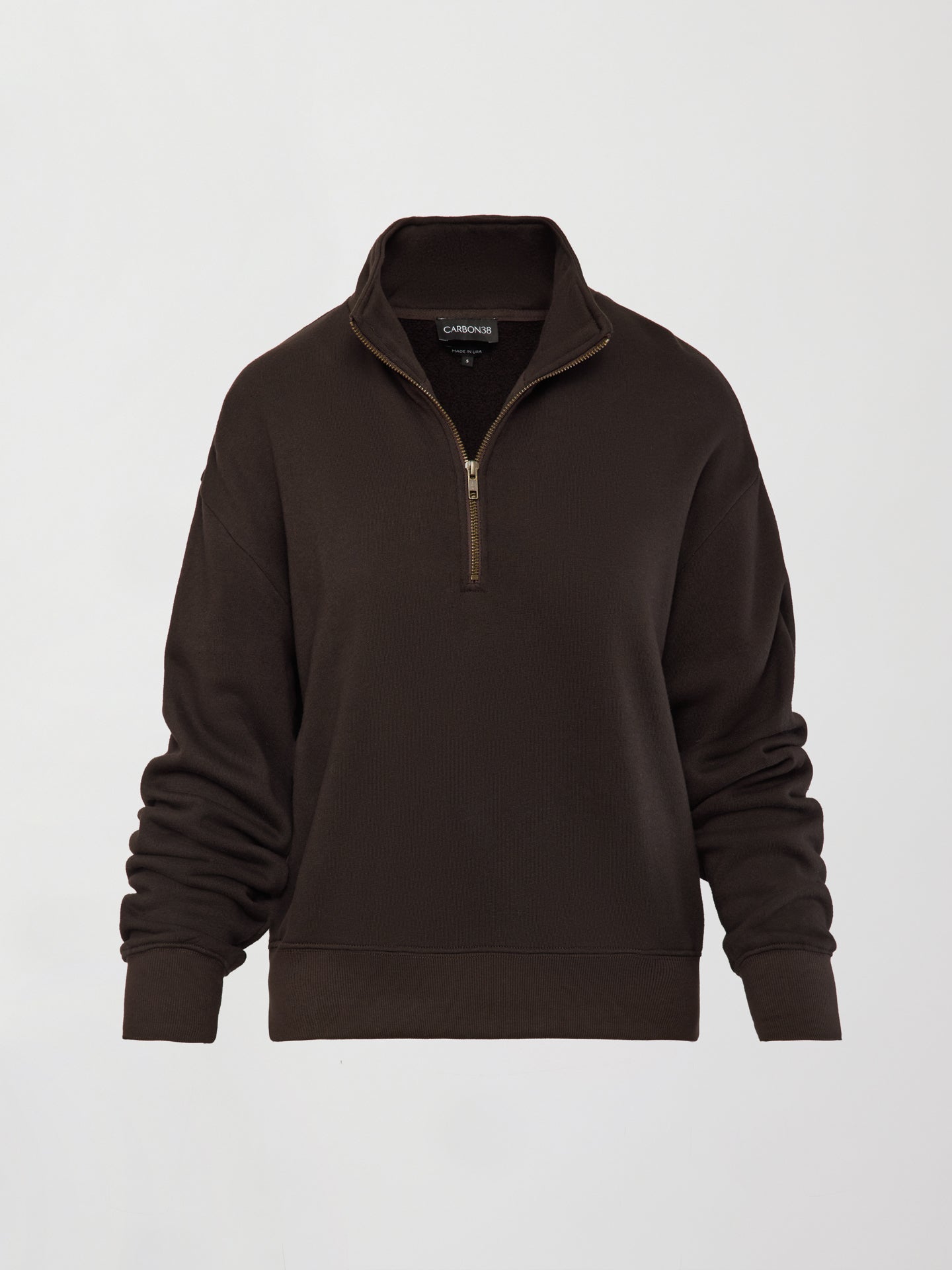 Carbon38 Half Zip Sweatshirt in French Terry - Chocolate Torte
