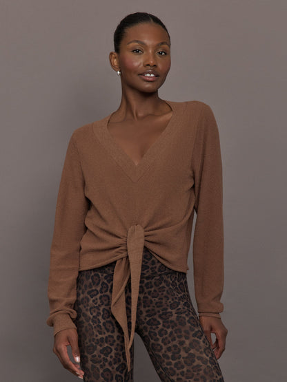 Carbon38 Knot Front Sweater - Cocoa