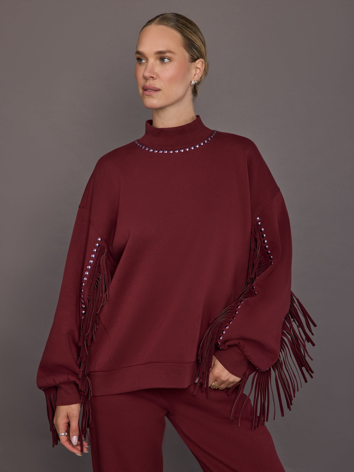 Carbon38 Fenzy Crew Neck Sweater - Vino Rosso