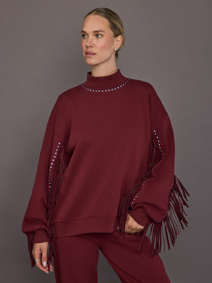 Carbon38 Fenzy Crew Neck Sweater - Vino Rosso