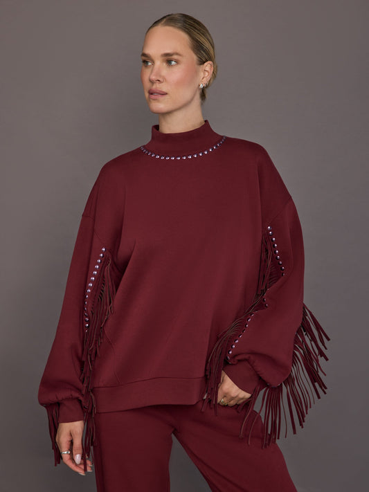 Carbon38 Fenzy Crew Neck Sweater - Vino Rosso