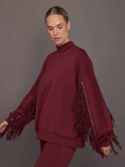 Carbon38 Fenzy Crew Neck Sweater - Vino Rosso