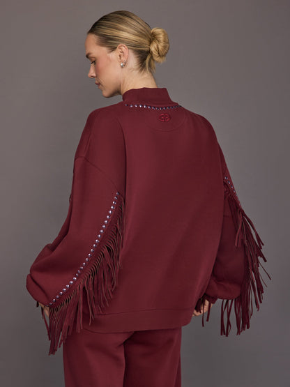 Carbon38 Fenzy Crew Neck Sweater - Vino Rosso