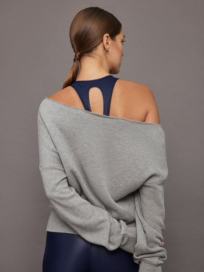 Carbon38 Off Shoulder Sweatshirt in French Terry - Heather Grey