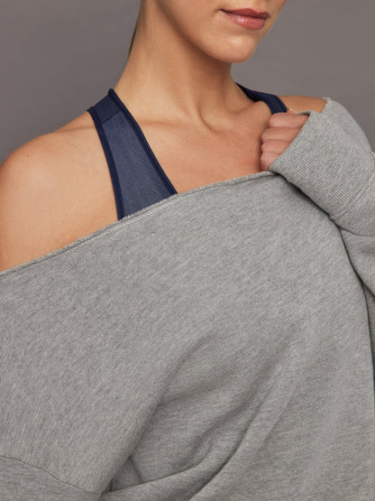 Carbon38 Off Shoulder Sweatshirt in French Terry - Heather Grey