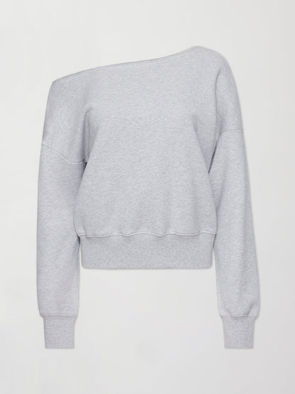 Carbon38 Off Shoulder Sweatshirt in French Terry - Heather Grey
