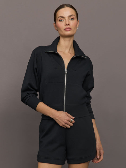 Carbon38 Full Zip Jacket in Interlock - Black